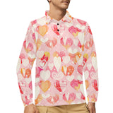 Hand drawn heart design pattern Men's Long Sleeve Polo Shirt