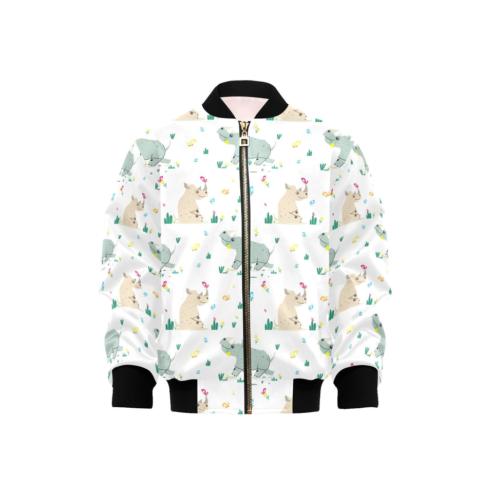 Cute Rhino pattern Kids' Boys' Girls' Bomber Jacket