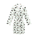 Pelican Pattern Print Design 02 Women's Long Sleeve Belted Night Robe