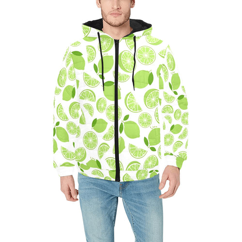 Lime design pattern Men's Padded Hooded Jacket