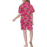 Alien Pattern Print Design 03 Kids' Boys' Girls' V-Neck Short Pajama Set