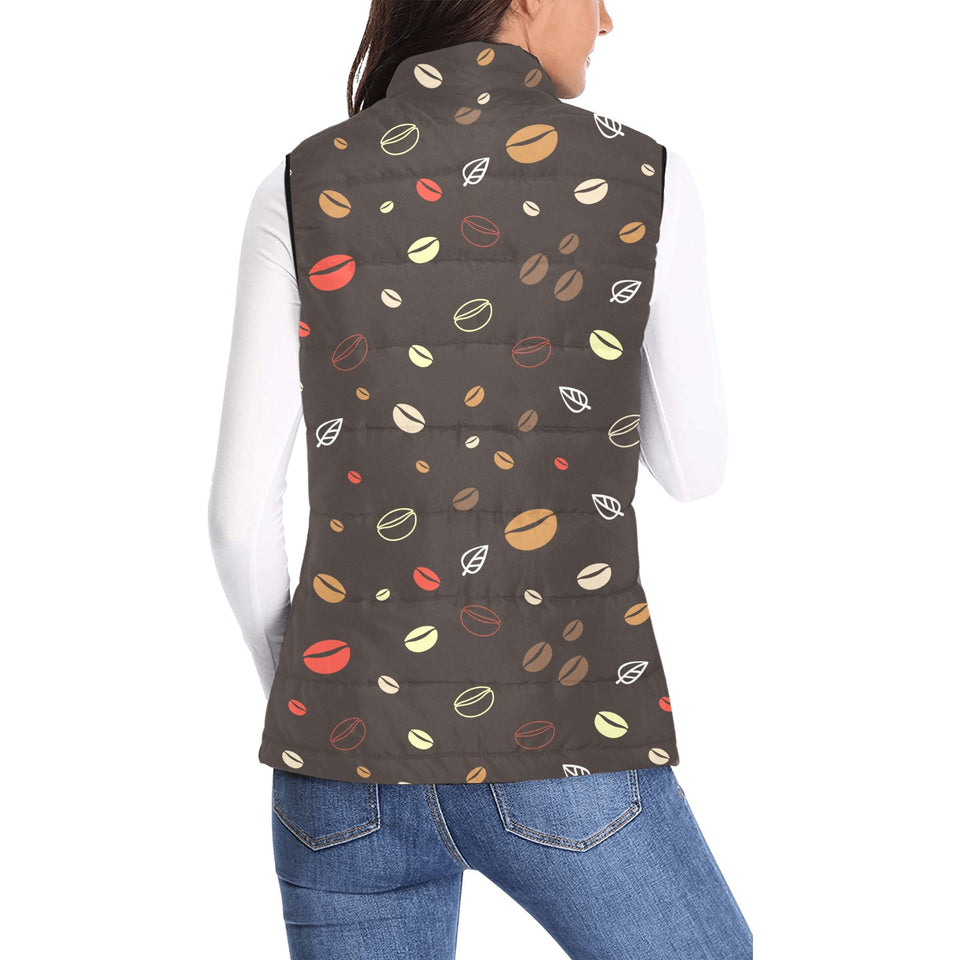 Coffee bean leave pattern Women's Padded Vest