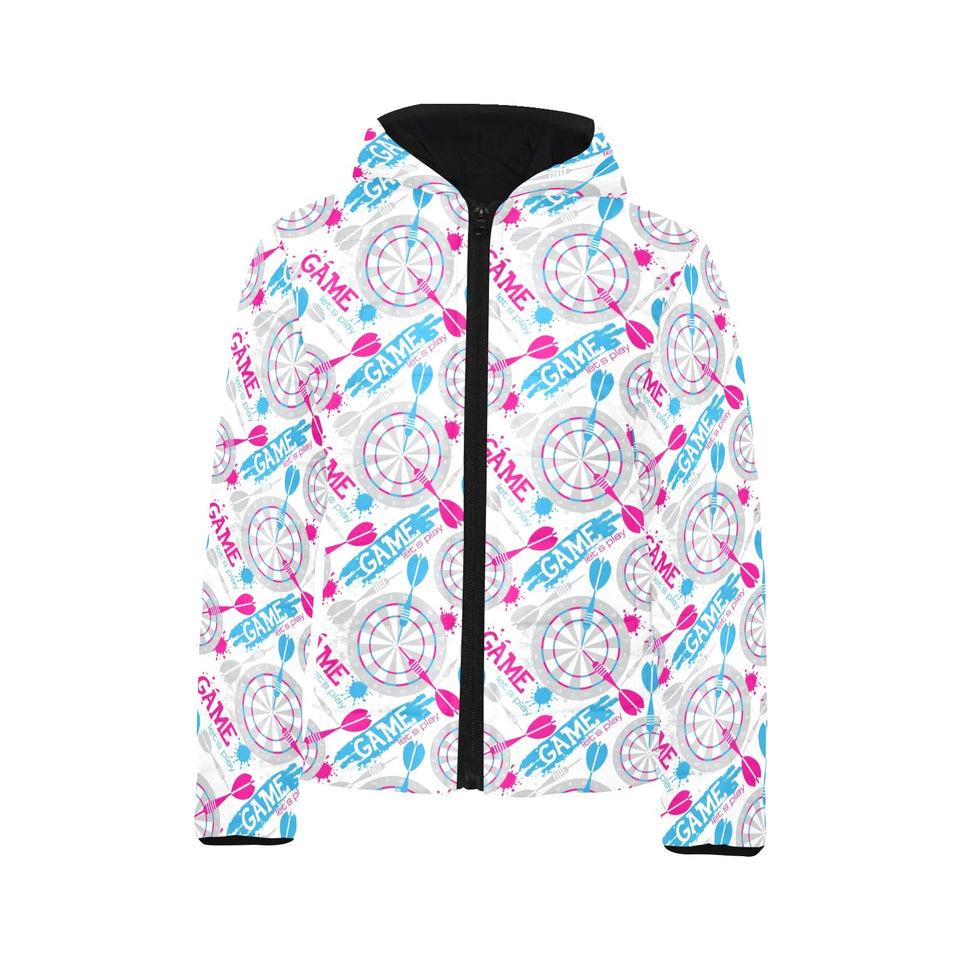 Darts Pattern Print Design 01 Kids' Boys' Girls' Padded Hooded Jacket