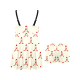 Golden Retriever Pattern Print Design 01 Chest Sexy Pleated Two Piece Swim Dress