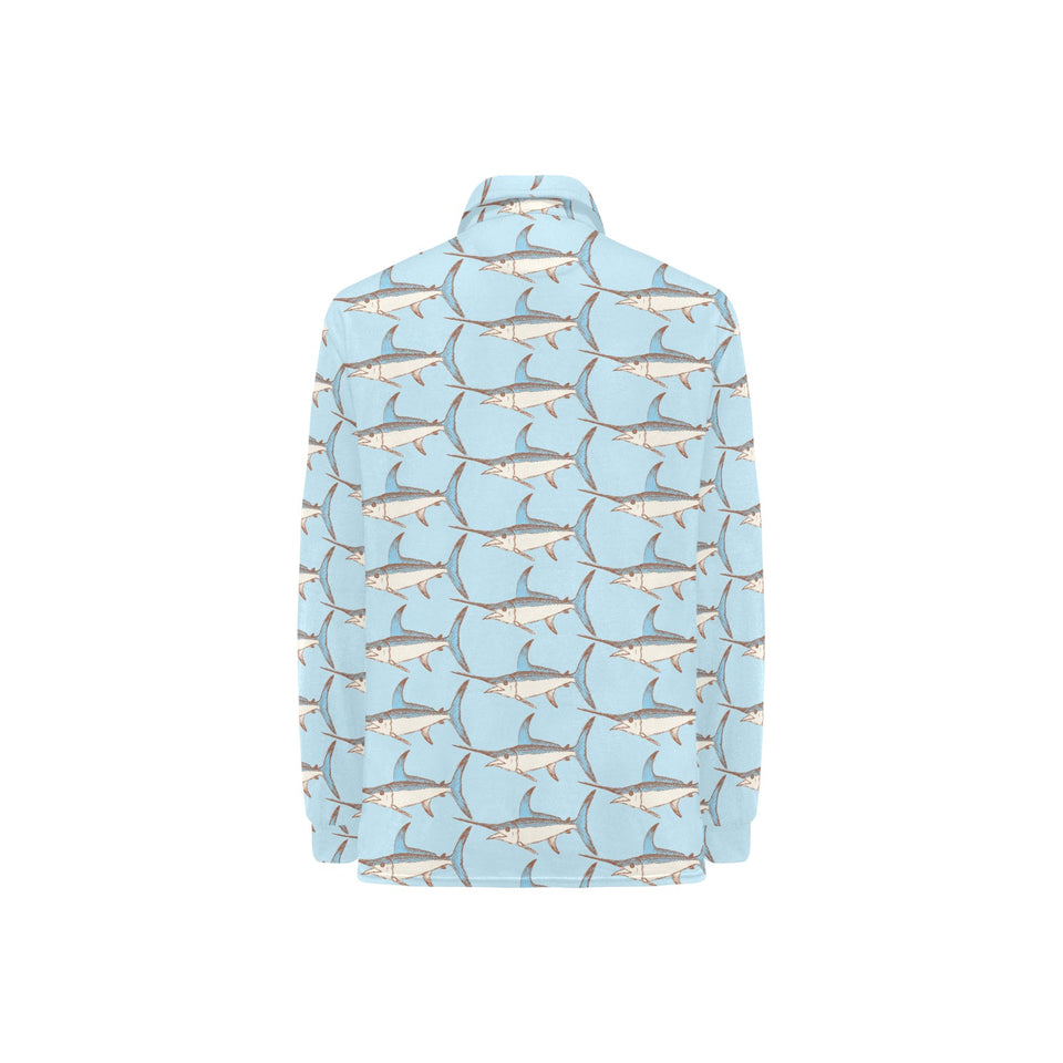 Swordfish Pattern Print Design 01 Women's Long Sleeve Polo Shirt