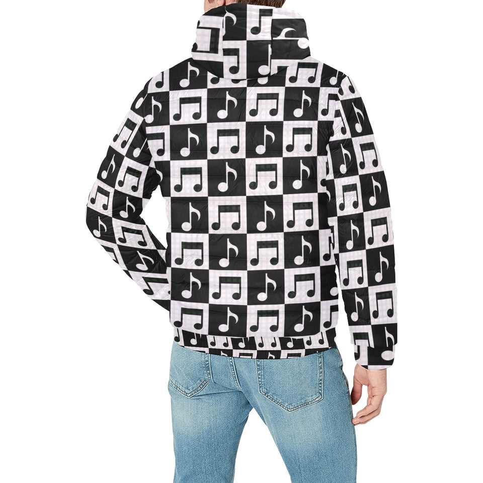 Music Notes Pattern Print Design 01 Men's Padded Hooded Jacket