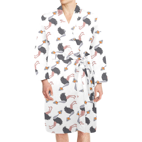 Ostrich Pattern Print Design 02 Men's Long Sleeve Belted Night Robe