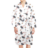 Ostrich Pattern Print Design 02 Men's Long Sleeve Belted Night Robe