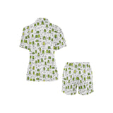 Sketch funny frog pattern Women's V-Neck Short Pajama Set