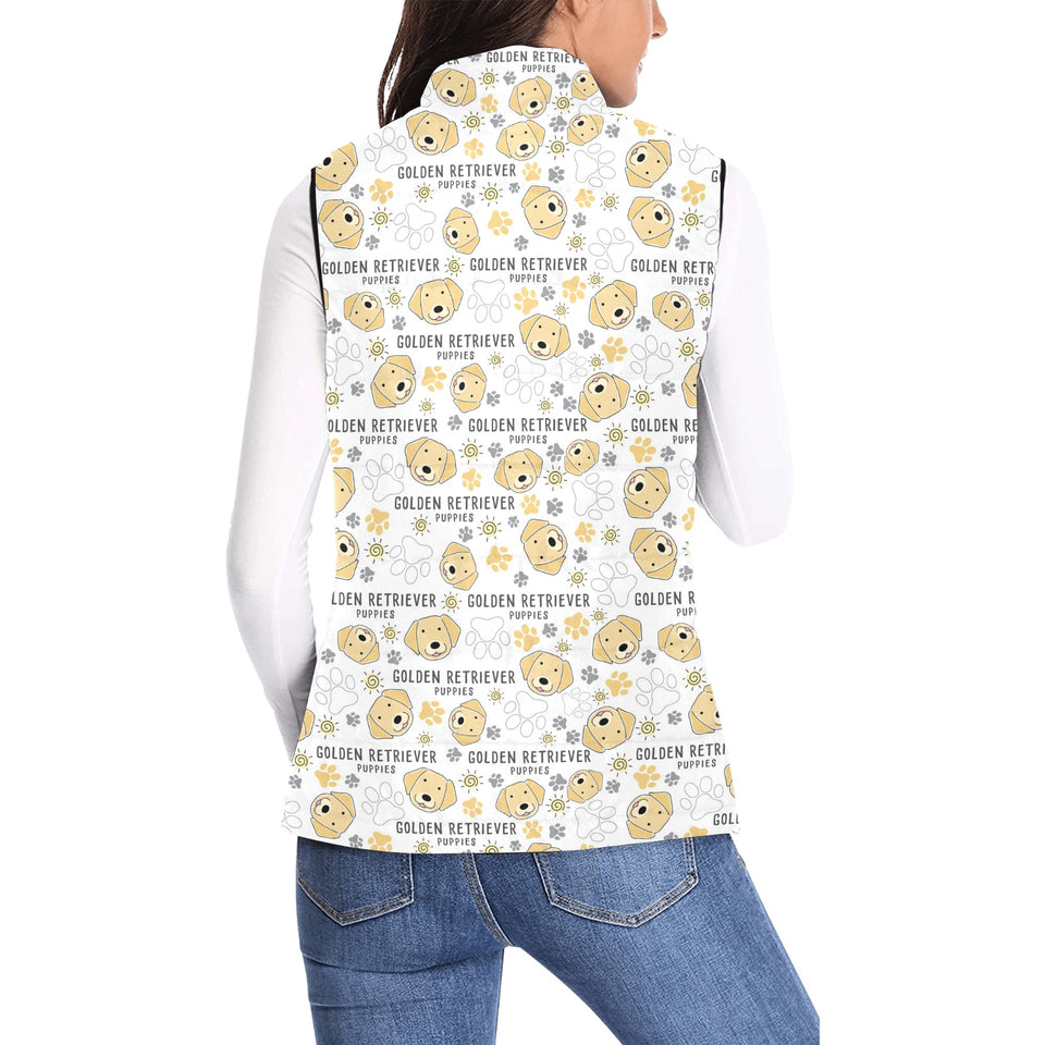 Golden Retriever Pattern Print Design 04 Women's Padded Vest