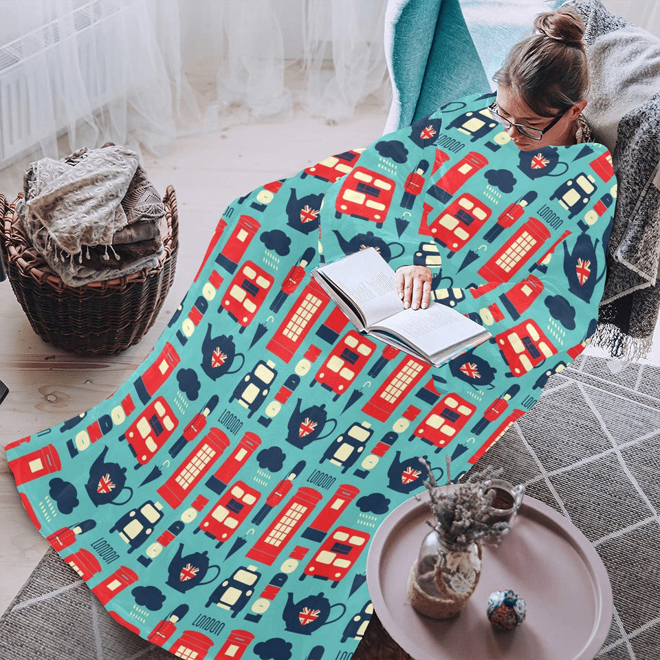 British Pattern Print Design 04 Blanket Robe with Sleeves