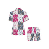 Teddy Bear Pattern Print Design 03 Women's V-Neck Short Pajama Set