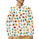 Colorful american football ball pattern Men's Long Sleeve Polo Shirt