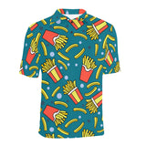 French fries red paper box pattern Men's All Over Print Polo Shirt