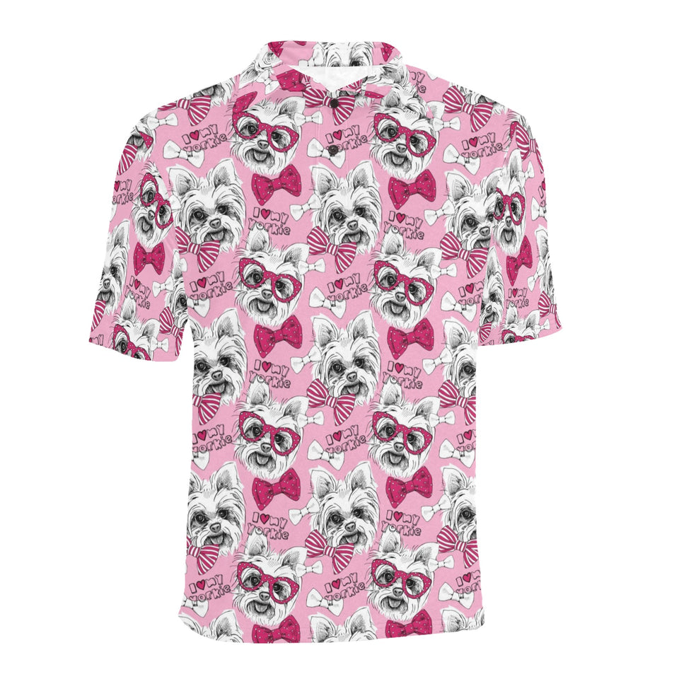 Yorkshire Terrier Pattern Print Design 03 Men's All Over Print Polo Shirt