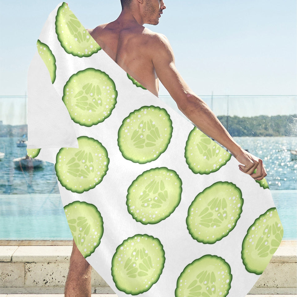 Cucumber slices pattern Beach Towel