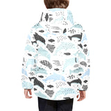 Cute dolphins Childish Style pattern Kids' Boys' Girls' Padded Hooded Jacket