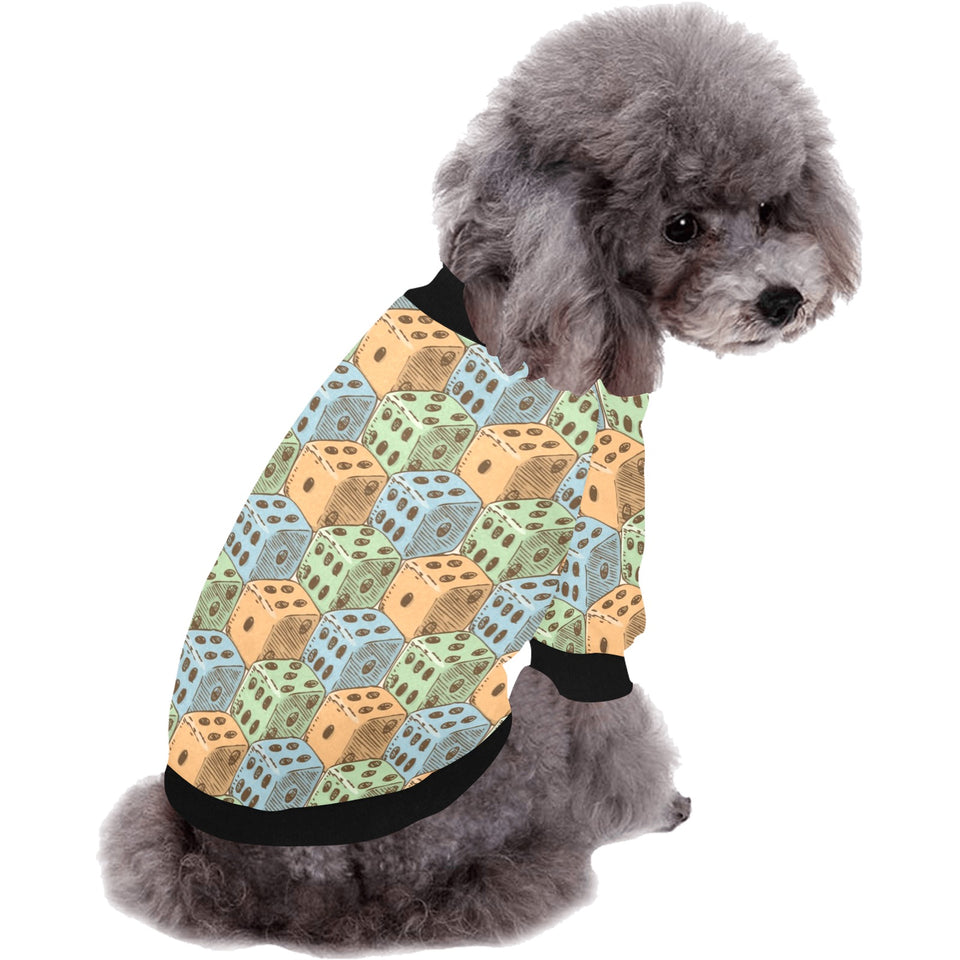 Dice Pattern Print Design 05 All Over Print Pet Dog Round Neck Fuzzy Shirt