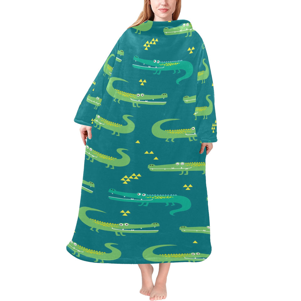Crocodile pattern Blanket Robe with Sleeves