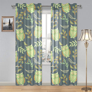 Cute owls leaves pattern Gauze Curtain