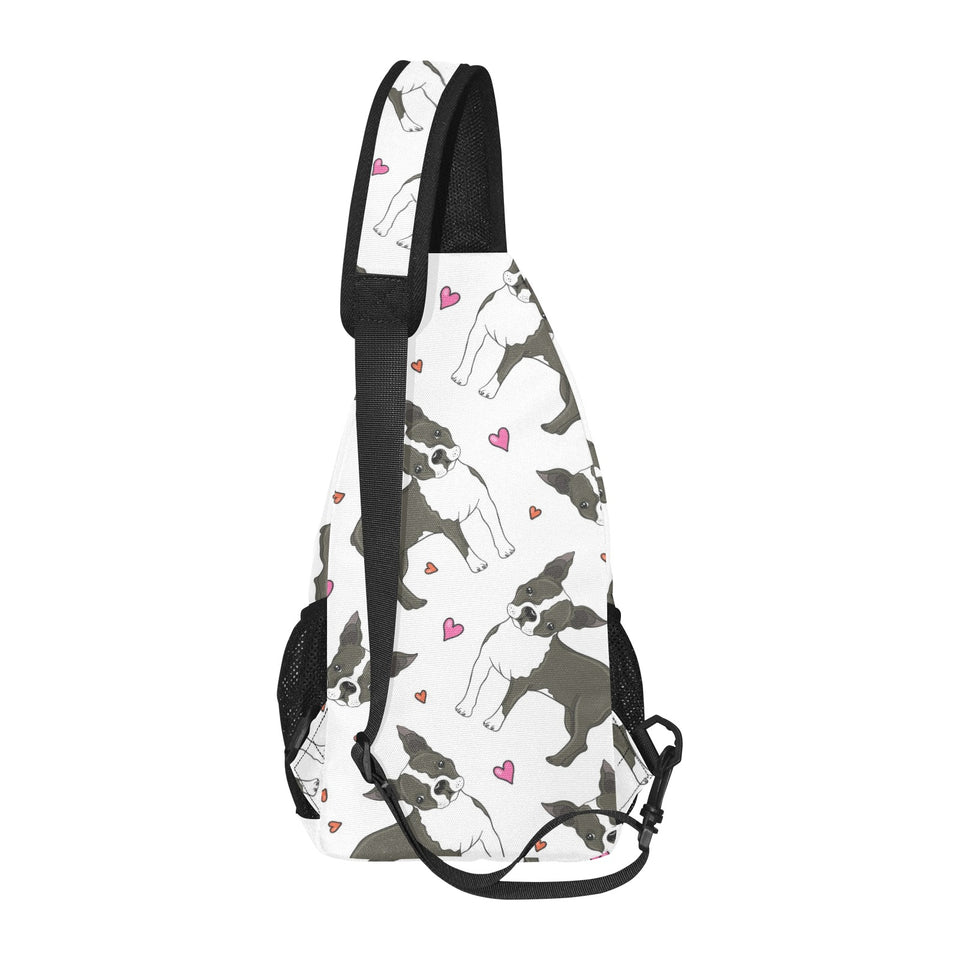 Boston terrier dog hearts vector pattern All Over Print Chest Bag