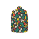 Canabis Marijuana Weed Pattern Print Design 02 Women's Long Sleeve Polo Shirt