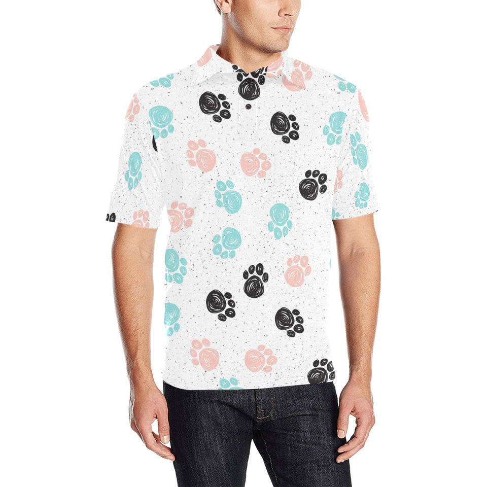 Dog Paws Pattern Print Design 04 Men's All Over Print Polo Shirt