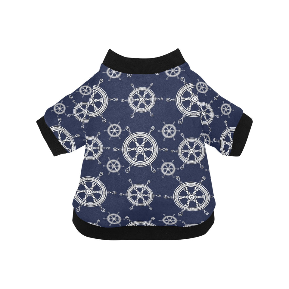 nautical steering wheel design pattern All Over Print Pet Dog Round Neck Fuzzy Shirt
