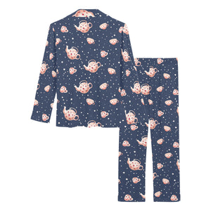 Tea pots Pattern Print Design 04 Women's Long Pajama Set