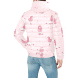 Poodle dog pink color theme Men's Padded Hooded Jacket