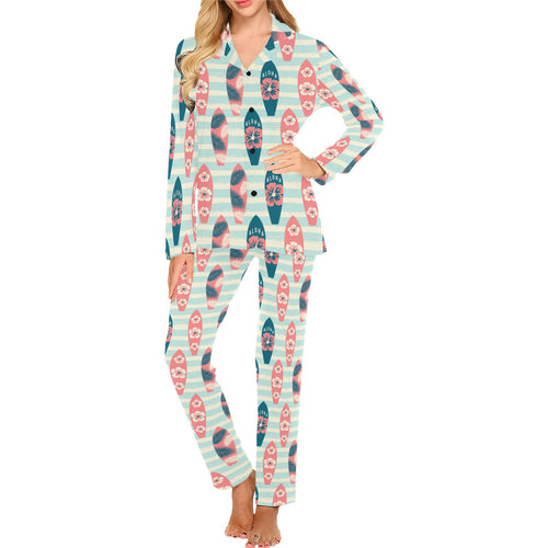Surfboard Pattern Print Design 02 Women's Long Pajama Set