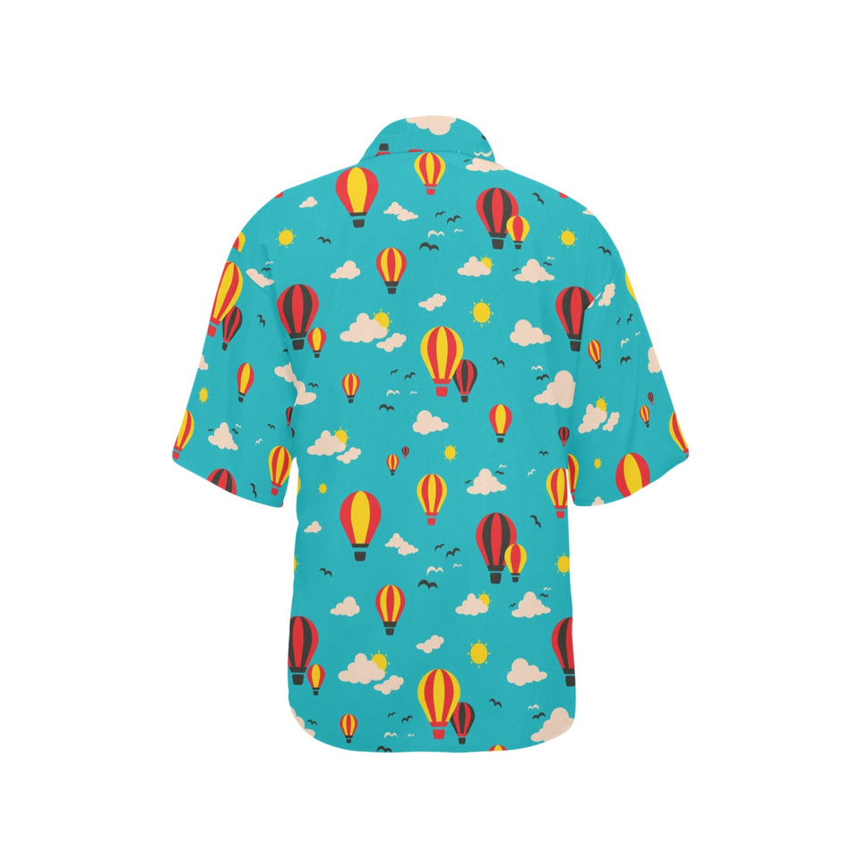 Hot Air Balloon Sky Pattern Women's All Over Print Hawaiian Shirt