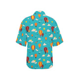 Hot Air Balloon Sky Pattern Women's All Over Print Hawaiian Shirt