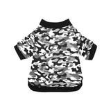 Black white camouflage pattern All Over Print Pet Dog Round Neck Fuzzy Shirt