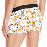 Cute dog corgi striped background pattern Men's All Over Print Boxer Briefs Men's Underwear
