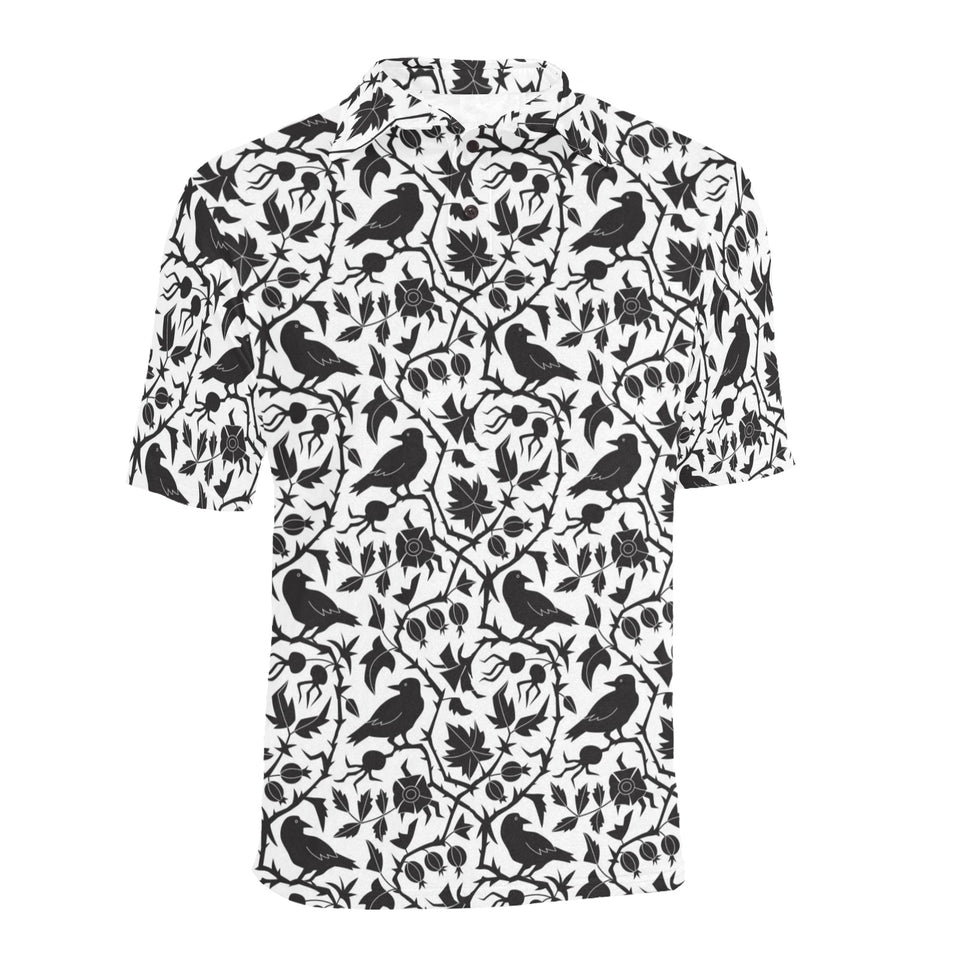Crow dark floral pattern Men's All Over Print Polo Shirt