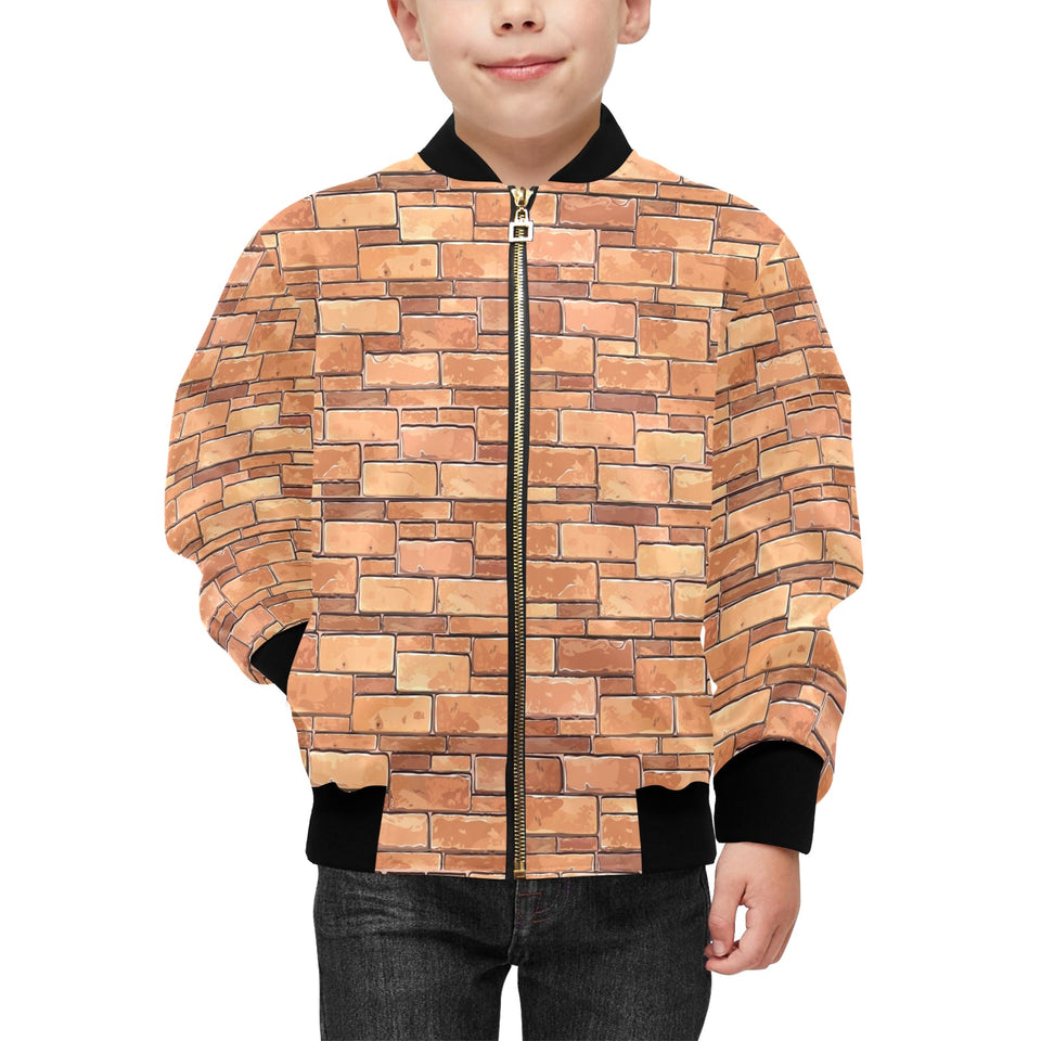 Brick Printed Pattern Print Design 04 Kids' Boys' Girls' Bomber Jacket