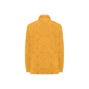 Orange traditional indian element pattern Women's Long Sleeve Polo Shirt
