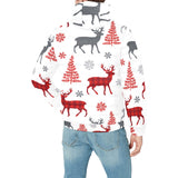 Deer tree snowflakes chrismas pattern Men's Padded Hooded Jacket