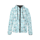 Seagull Pattern Print Design 01 Women's Padded Hooded Jacket