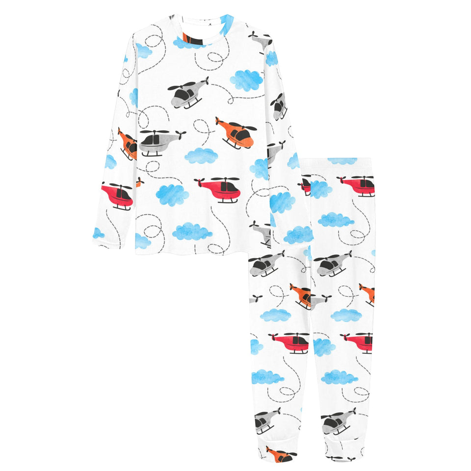 Watercolor helicopter cloud pattern Women's All Over Print Pajama Set