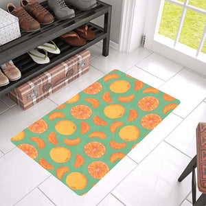 orange fruit pattern green background Doormat