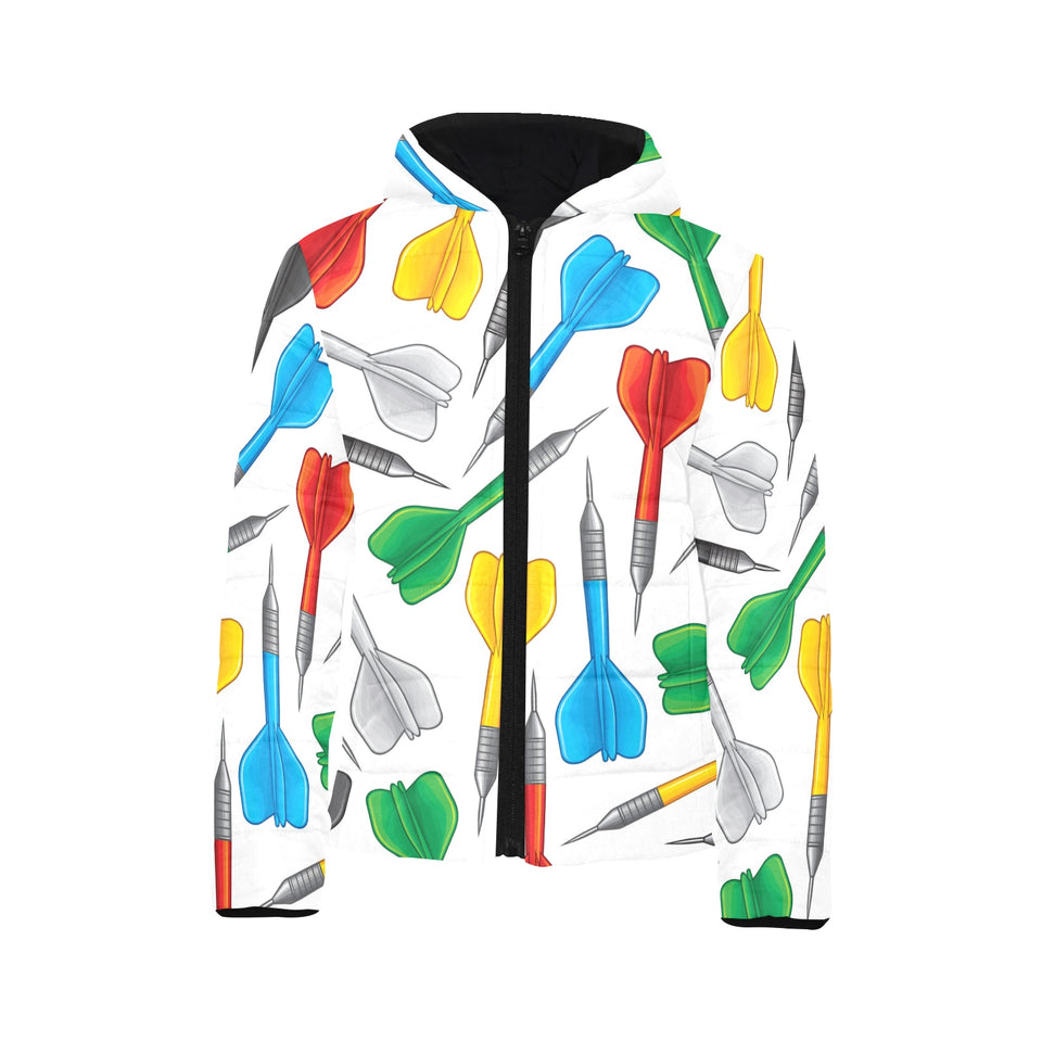 Darts Pattern Print Design 03 Kids' Boys' Girls' Padded Hooded Jacket