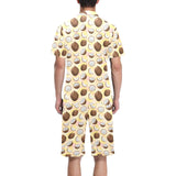Coconut Pattern Print Design 05 Men's V-Neck Short Pajama Set