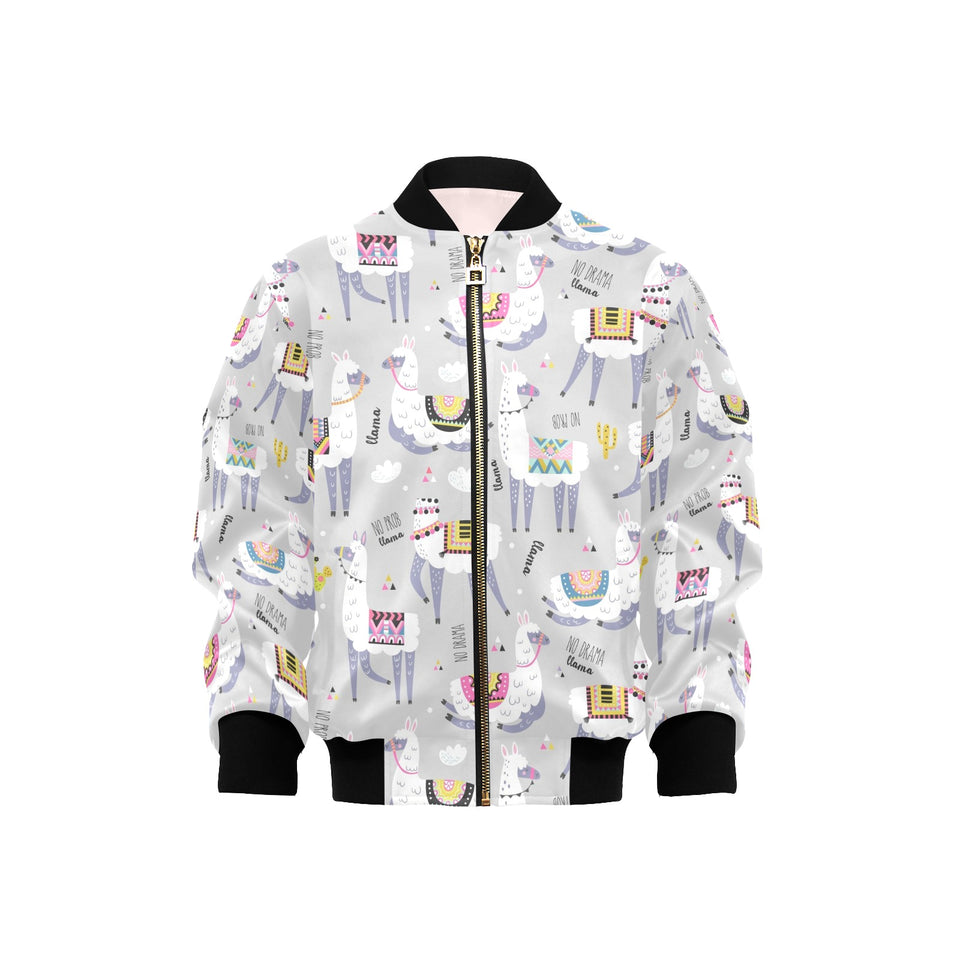 Cute Llama Alpaca pattern Kids' Boys' Girls' Bomber Jacket