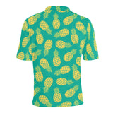 Pineapples pattern green background Men's All Over Print Polo Shirt