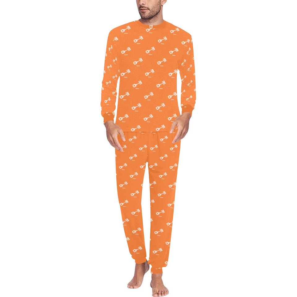 Engine Piston Orange Background Pattern Design 05 Men's All Over Print Pajama