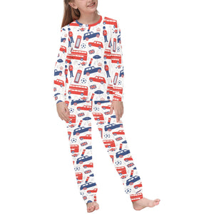 British Pattern Print Design 03 Kids' Boys' Girls' All Over Print Pajama Set