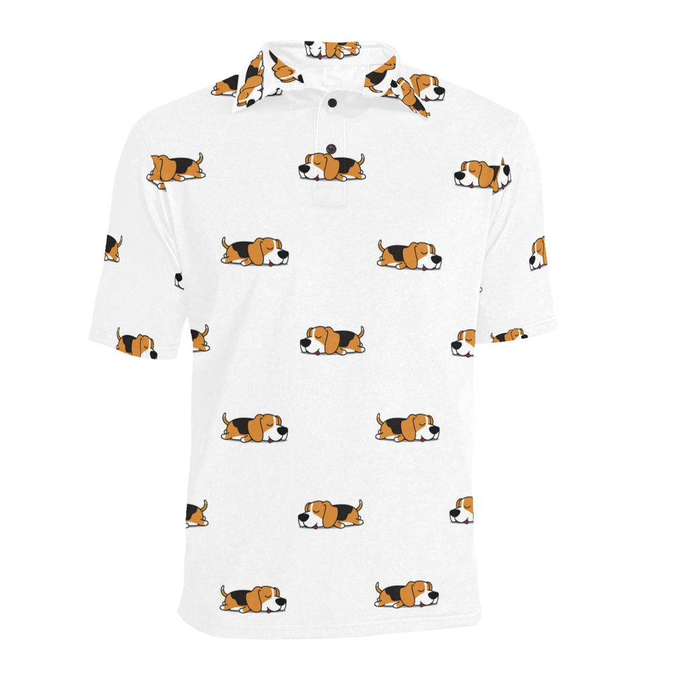 Cute beagle dog sleeping pattern Men's All Over Print Polo Shirt