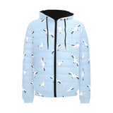 Seagull Pattern Print Design 02 Men's Padded Hooded Jacket